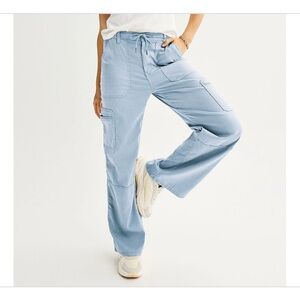 SO High Rise Relaxed Fit Straight Leg Cargo Pant Light Blue Juniors Size Small